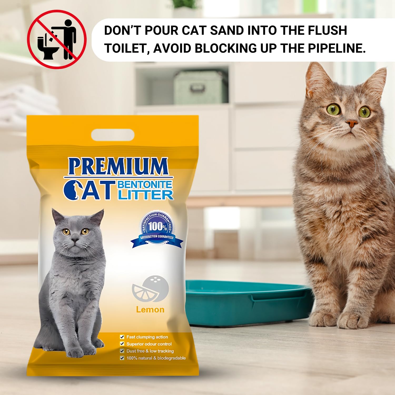 Pets Empire Premium Bentonite Cat Litter Lemon Fragrance (5L/4kg)