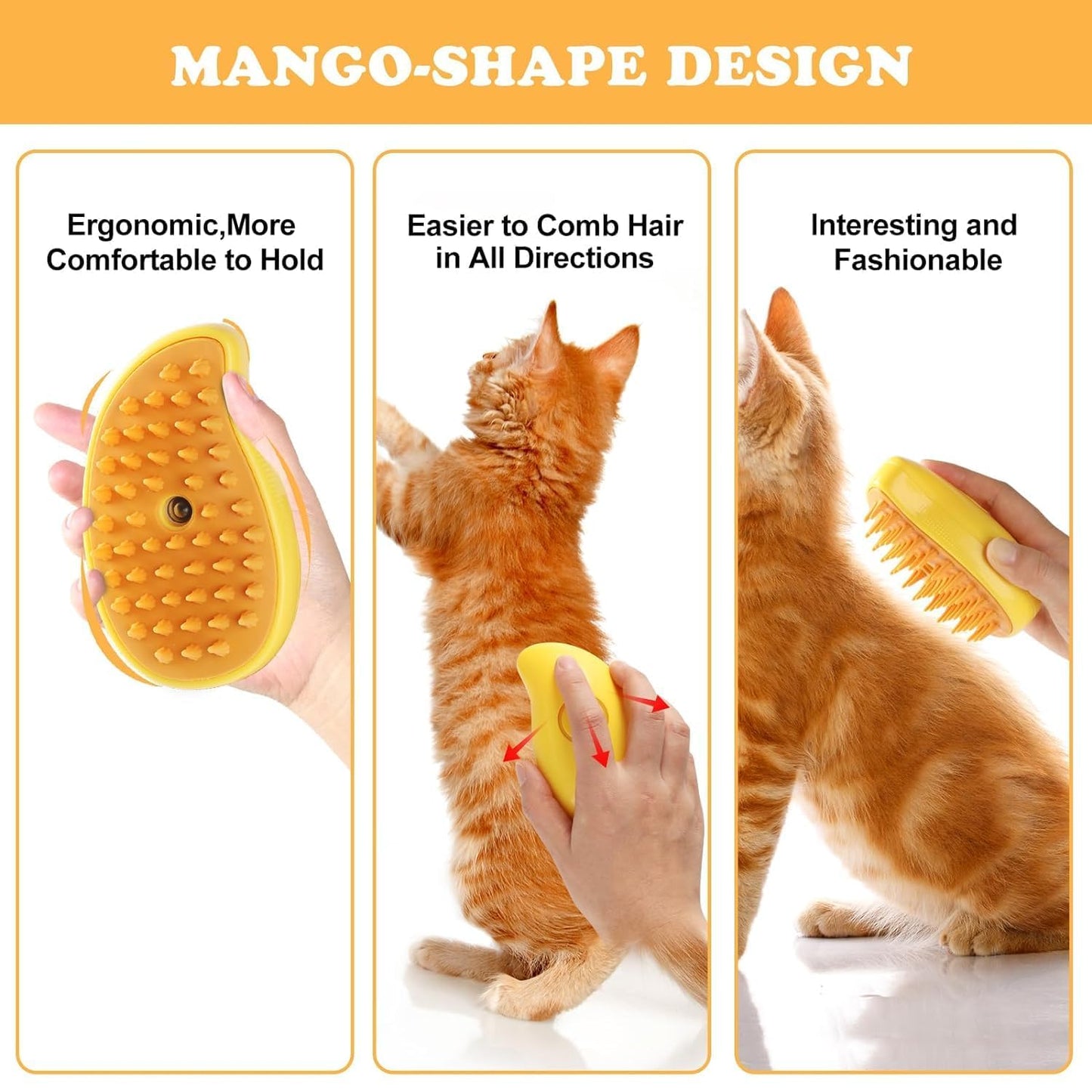 Pets Empire 3 in 1 Steam Pet Brush for Dogs & Cats