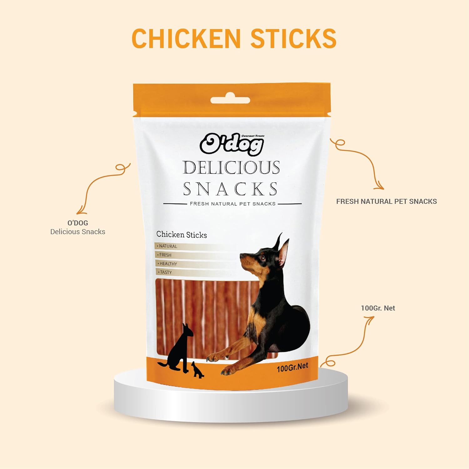 O’Dog Delicious Fresh Natural Chicken Sticks Dog Treats (100g)