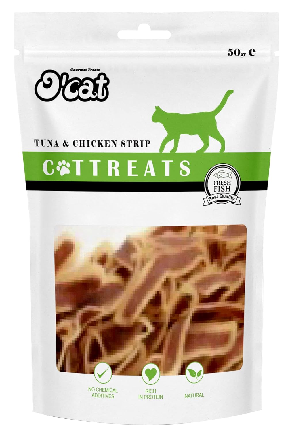 O'Cat Combo Of Salmon & Chicken Strip, Cod Fish Chip and Tuna & Chicken Strip Healthy Cat Treat 50g