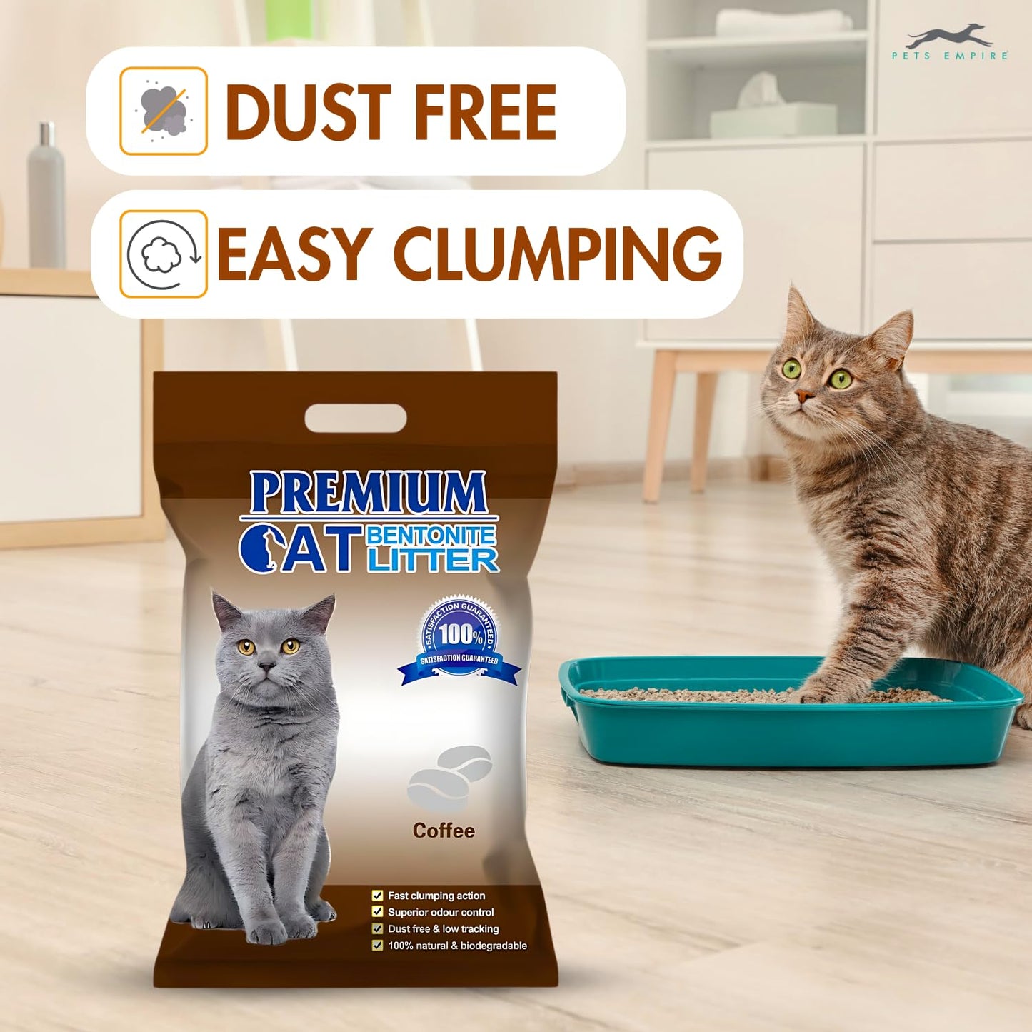 Pets Empire Premium Bentonite Cat Litter Coffee Fragrance 5L/4kg