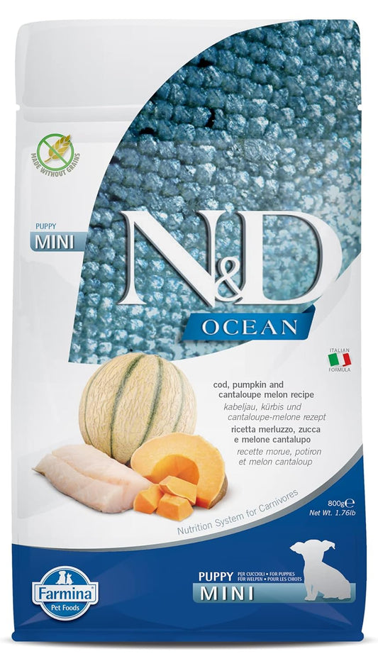 N&D Ocean Dry Food, Grain Free, Pumpkin & Cantaloupe Melon, Puppy Mini Breed