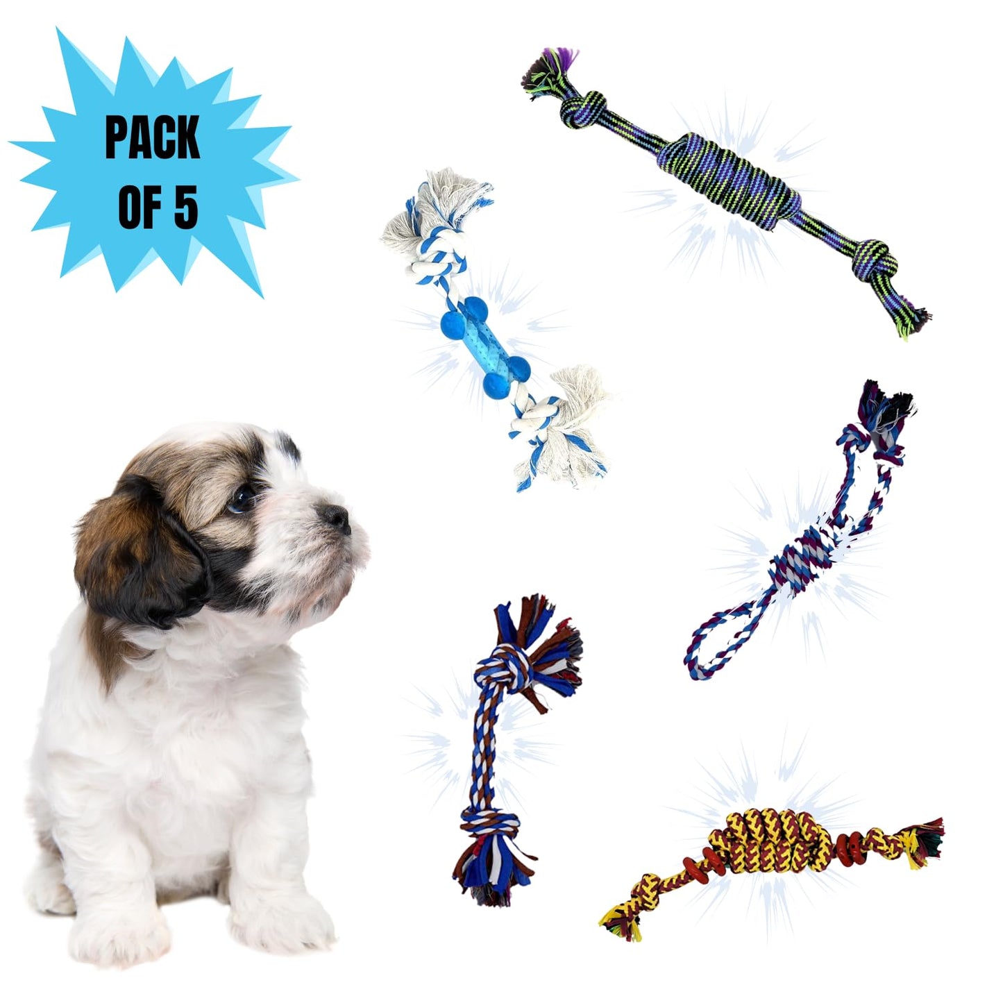 PETS EMPIRE Dog Rope Chew Toy for Small and Medium Breeds pack of 5