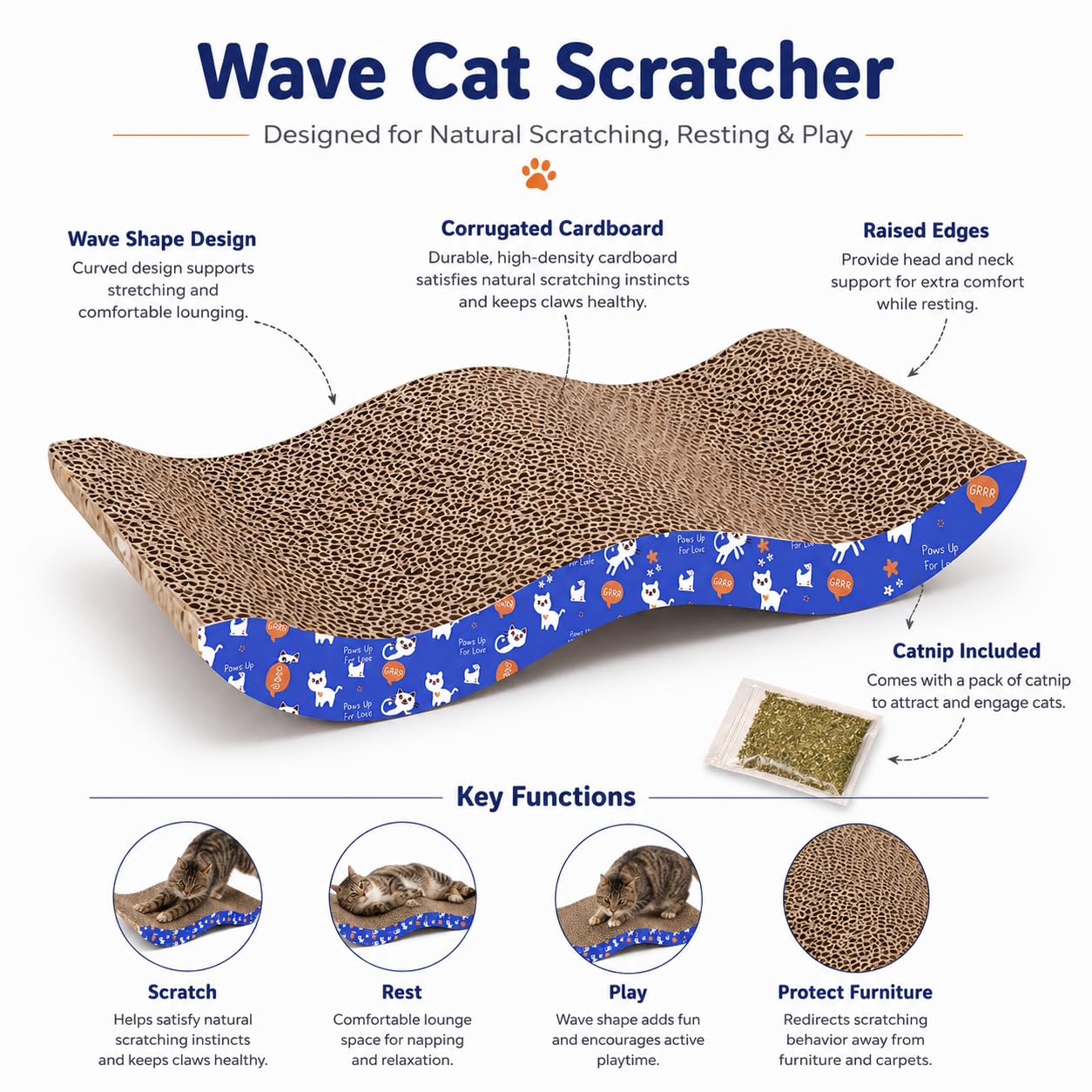 Pets Empire Scratch Board with a Curved Wave Design