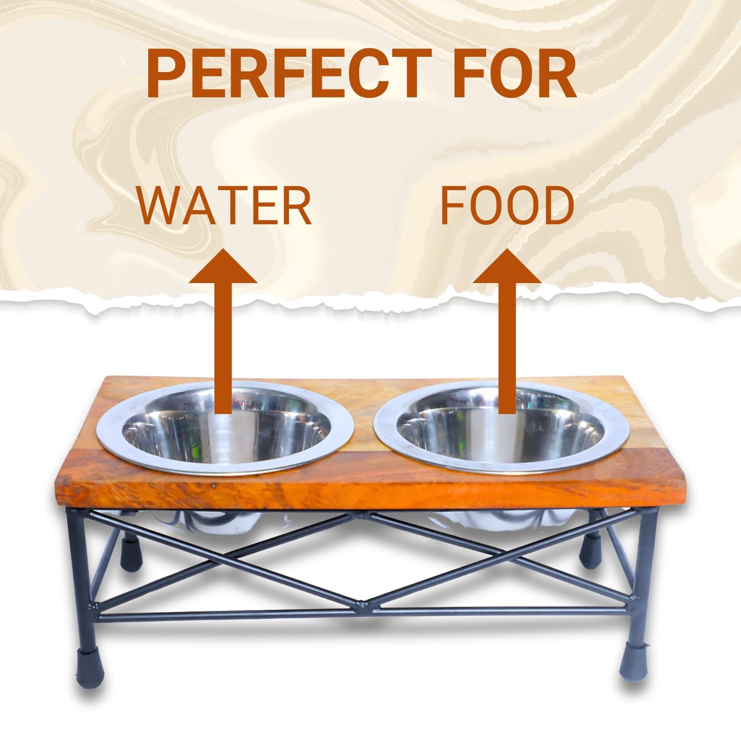 Pets Empire Stainless Steel Bowl with Wooden Stand