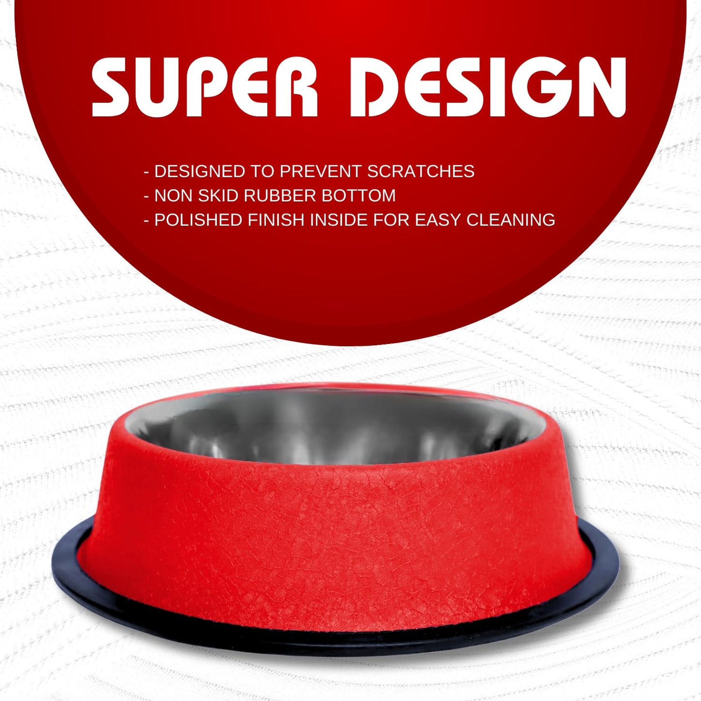 Pets Empire Stainless Steel Pets Bowl (700ml x 2, Red Met)