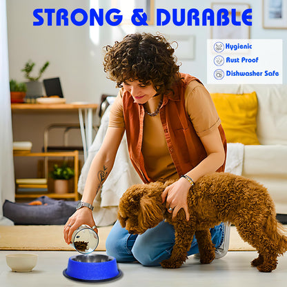 Pets Empire Stainless Steel Pets Bowl (700ml x 2, Blue Met)
