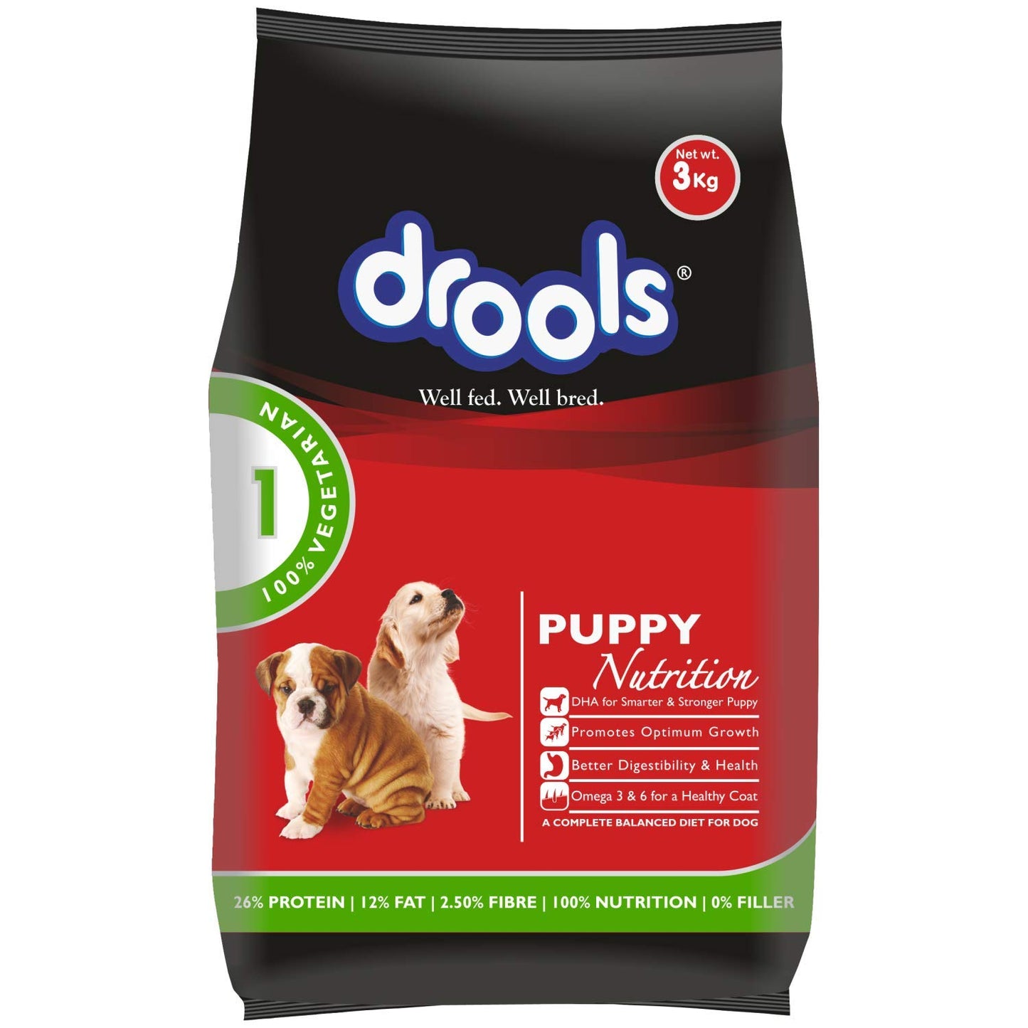 Drools 100% Vegetarian Adult Dog Food, 3 kg