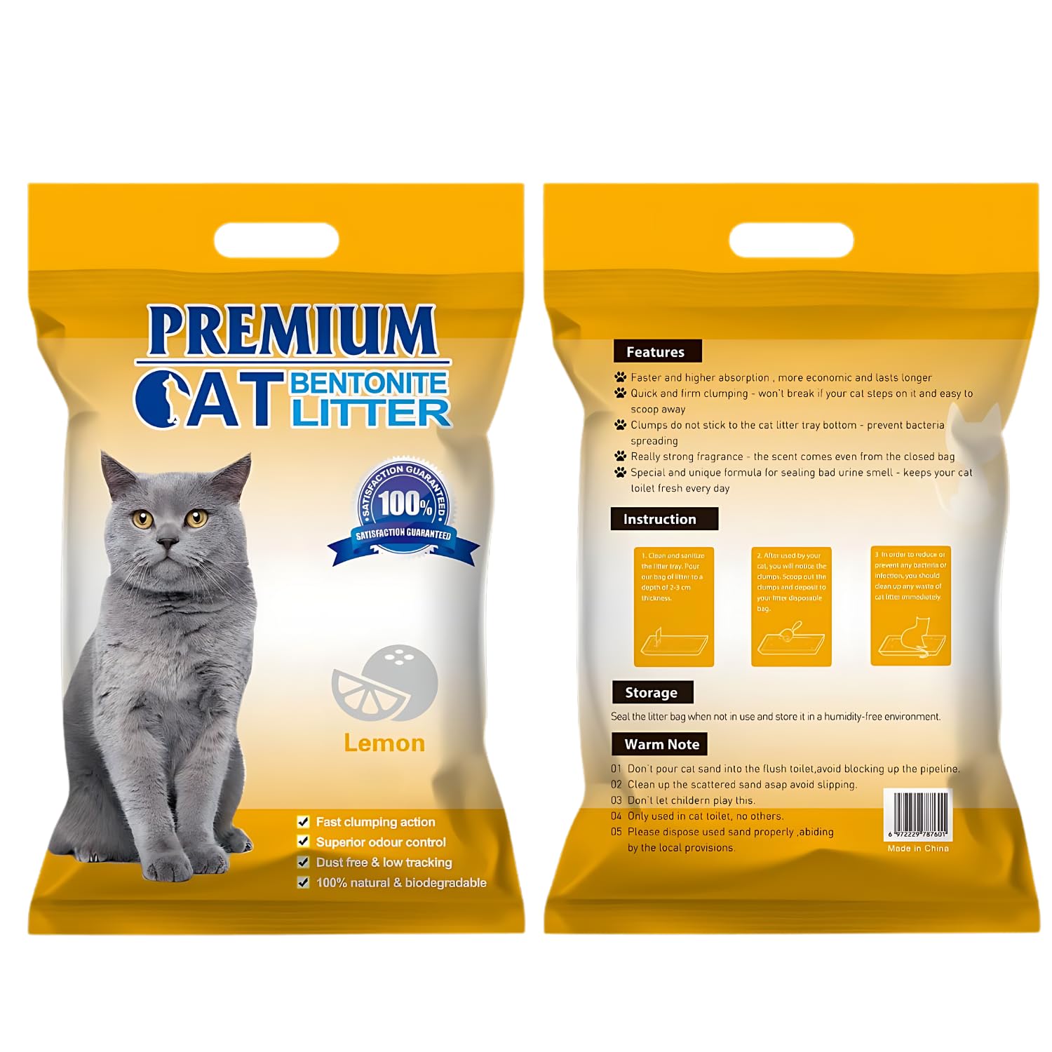 Pets Empire Premium Bentonite Cat Litter Lemon Fragrance (5L/4kg)