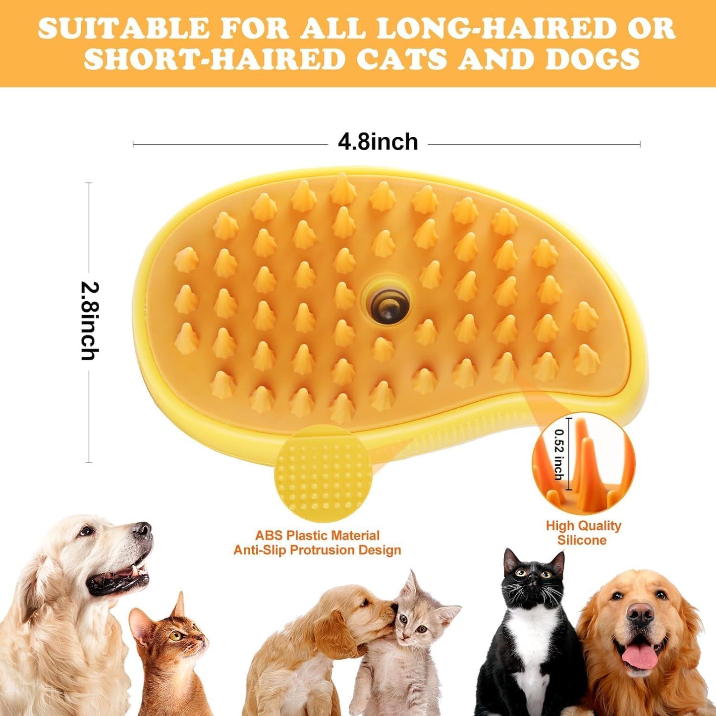 Pets Empire 3 in 1 Steam Pet Brush for Dogs & Cats