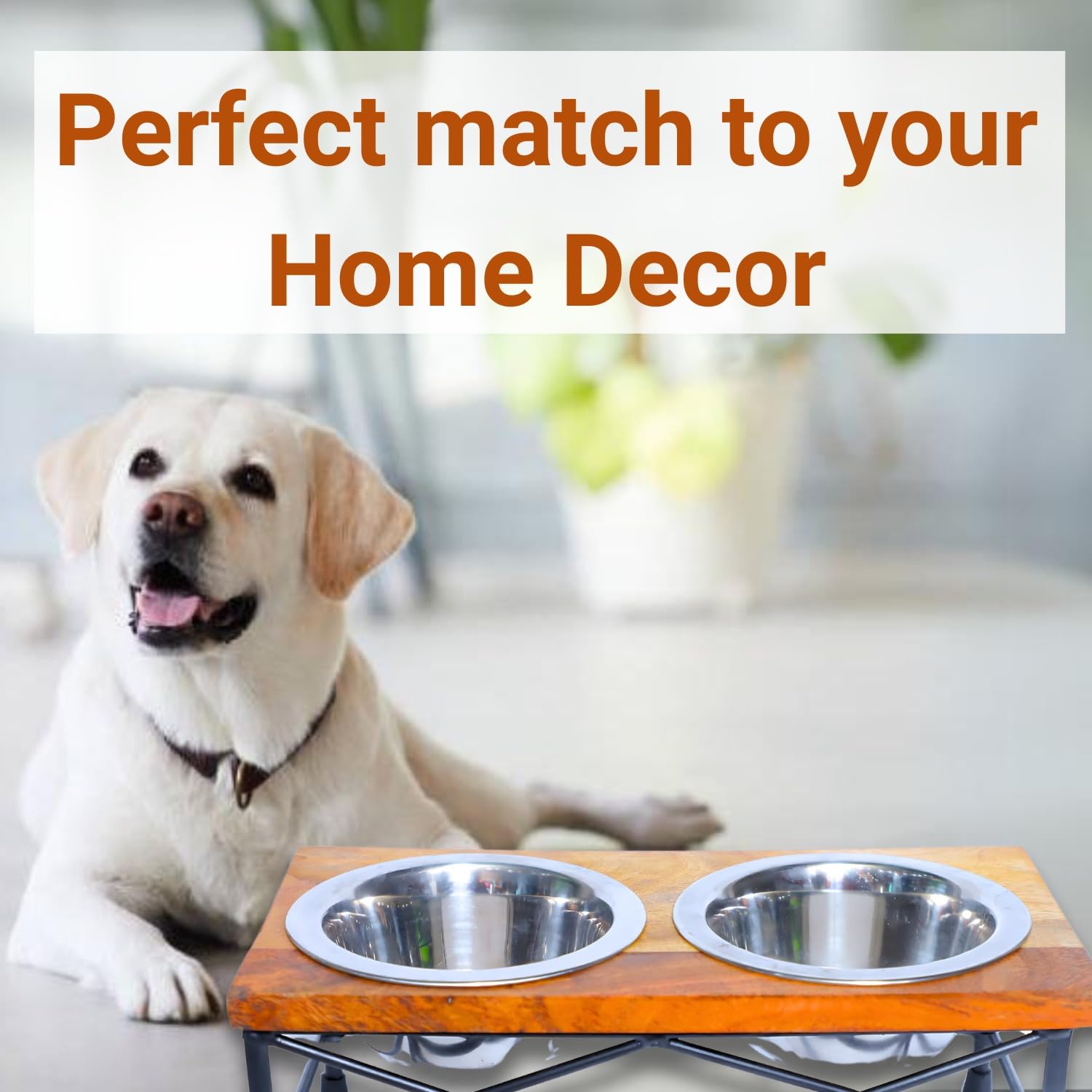 Pets Empire Stainless Steel Bowl with Wooden Stand