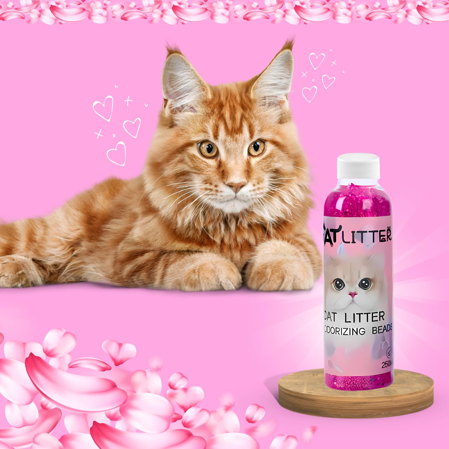 Pets Empire Cat Litter Deodorizing Beads 250ml, with Rose Fragrance (Pack of 2)