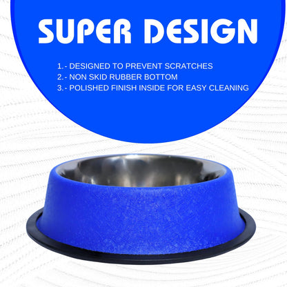 Pets Empire Stainless Steel Pets Bowl (700ml x 2, Blue Met)