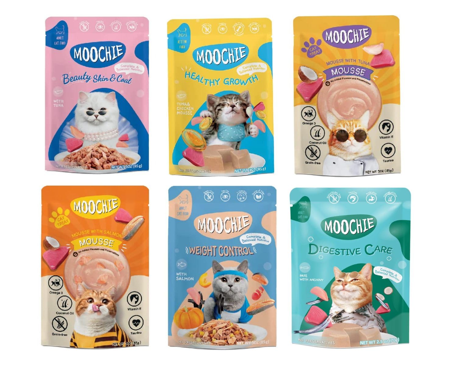 Moochie Wet Food Gravy for Cats - 6 Mix Flavors (85g)