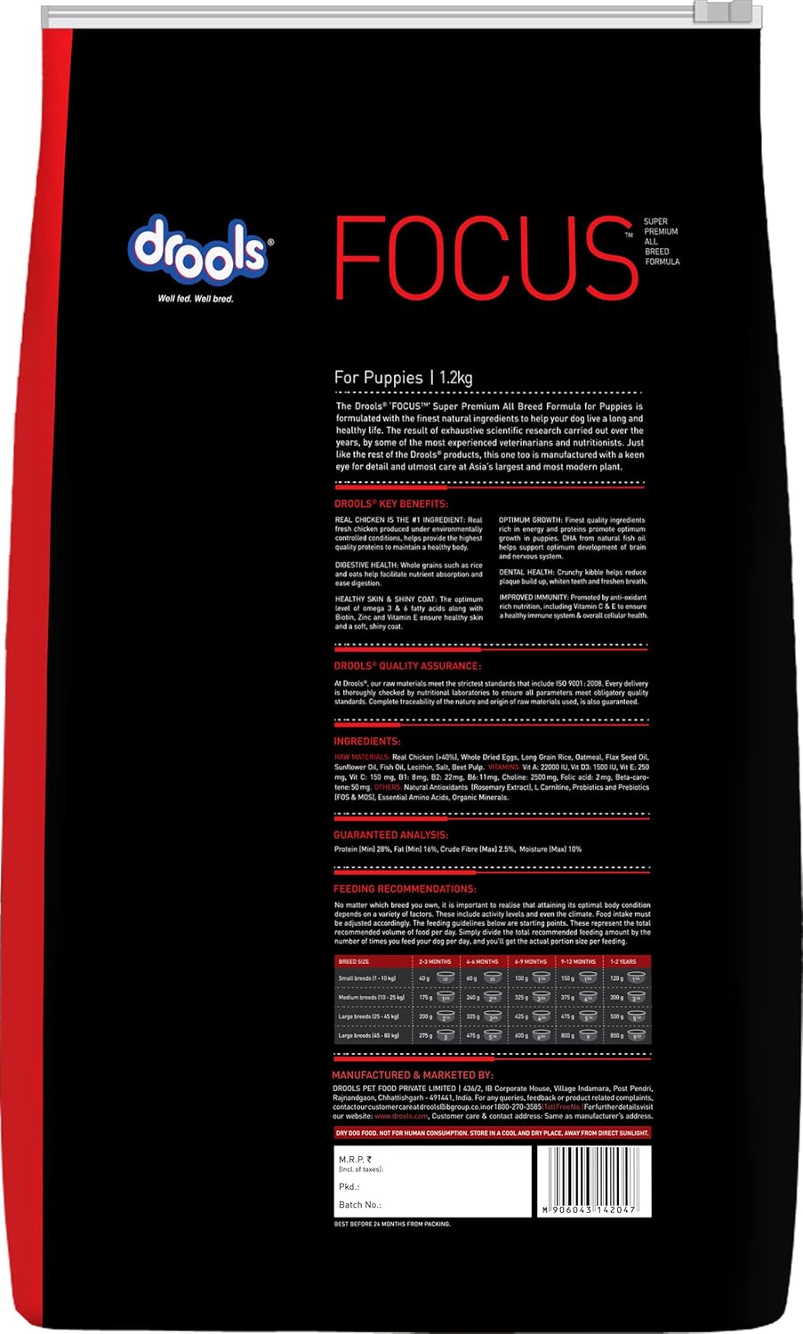 Drools Focus Premium Puppy Dry Dog Food, Chicken Flavor