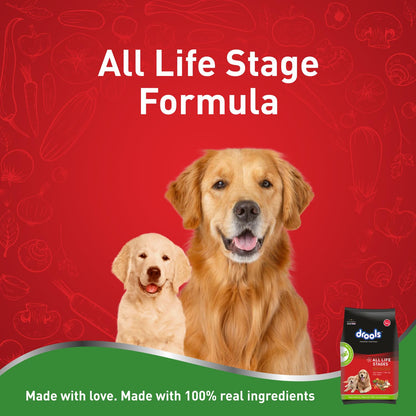 Drools 100% Vegetarian Puppy and Adult Dog Veg Dry Food (All Life Stages)-3Kg