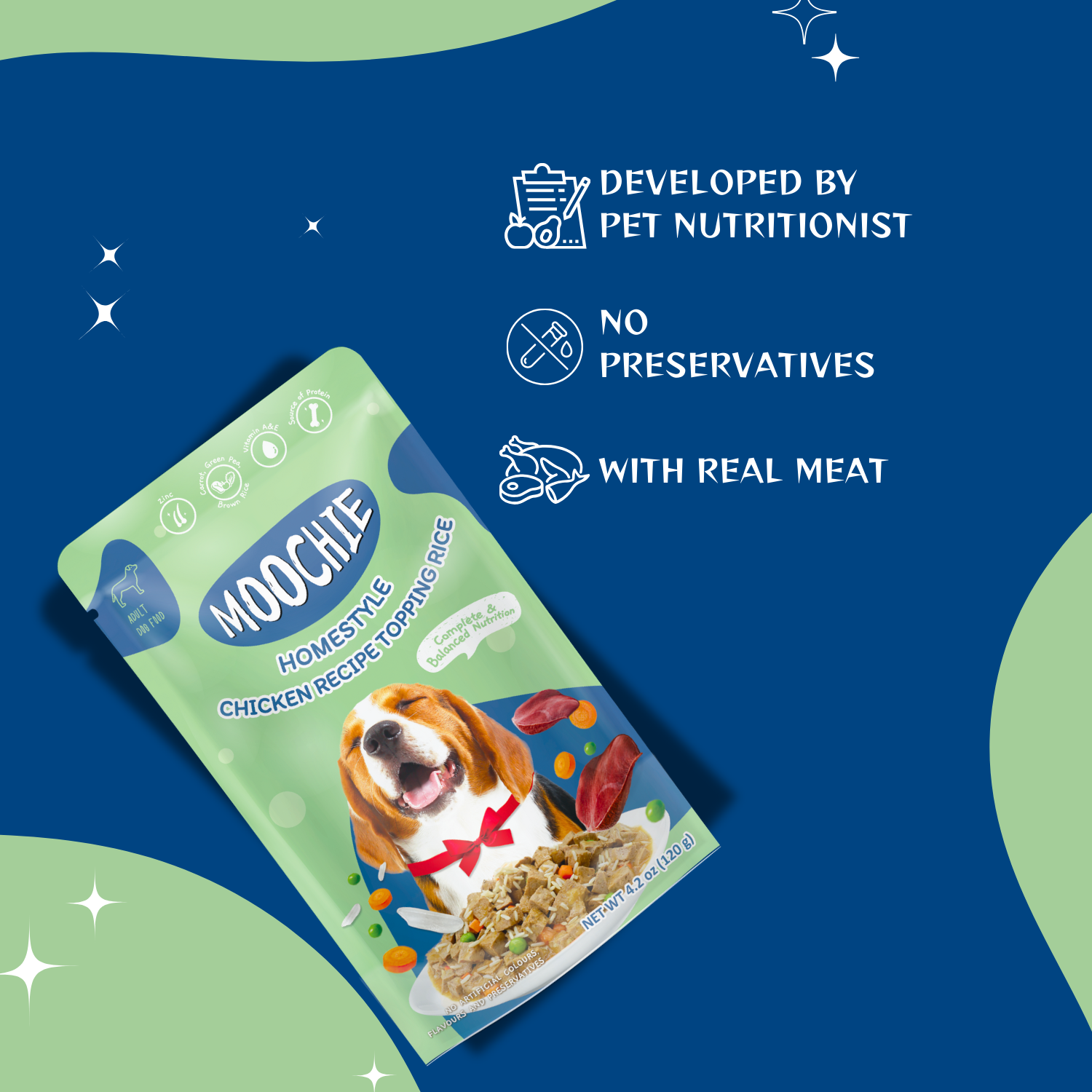 Moochie Chicken Recipe Topping Rice for Dogs – 120g | Healthy HomeStyle Meal