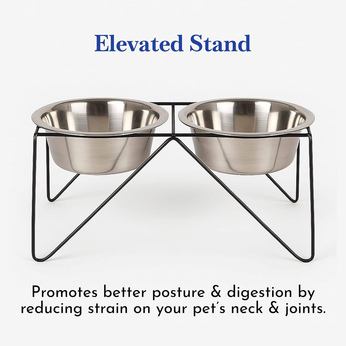 Pets Empire  Stainless Steel Food & Water Bowls with Iron Stand For Dog