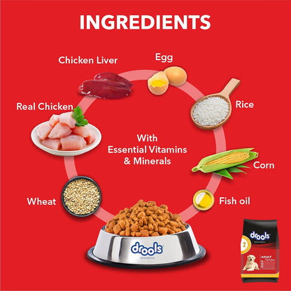 Drools Chicken and Egg Adult Dog Dry Food - 3kg
