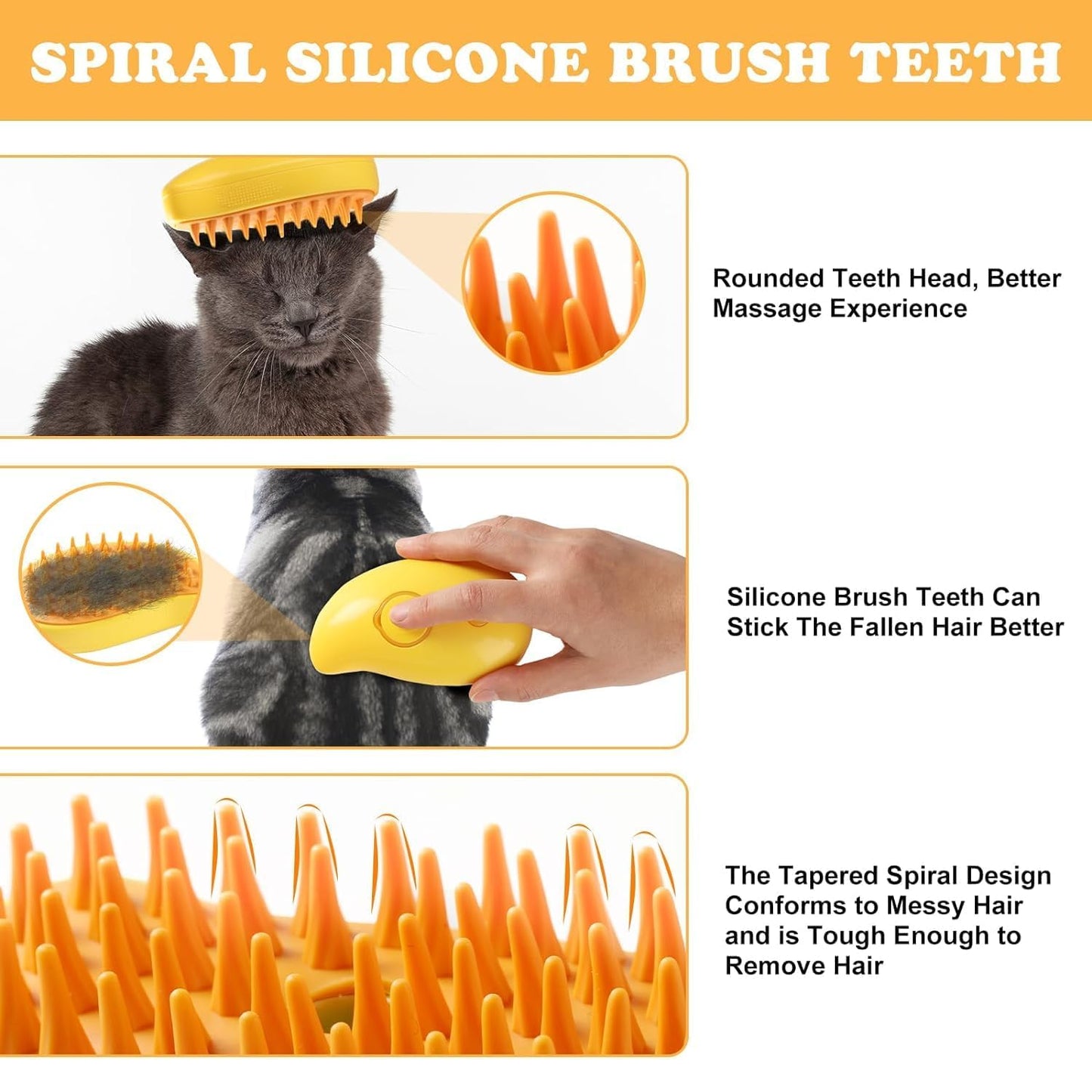 Pets Empire 3 in 1 Steam Pet Brush for Dogs & Cats