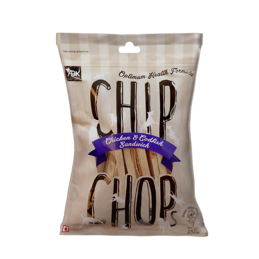 CHIP CHOP CHICKEN & CODFISH SANDWICH DOG TREATS  250g