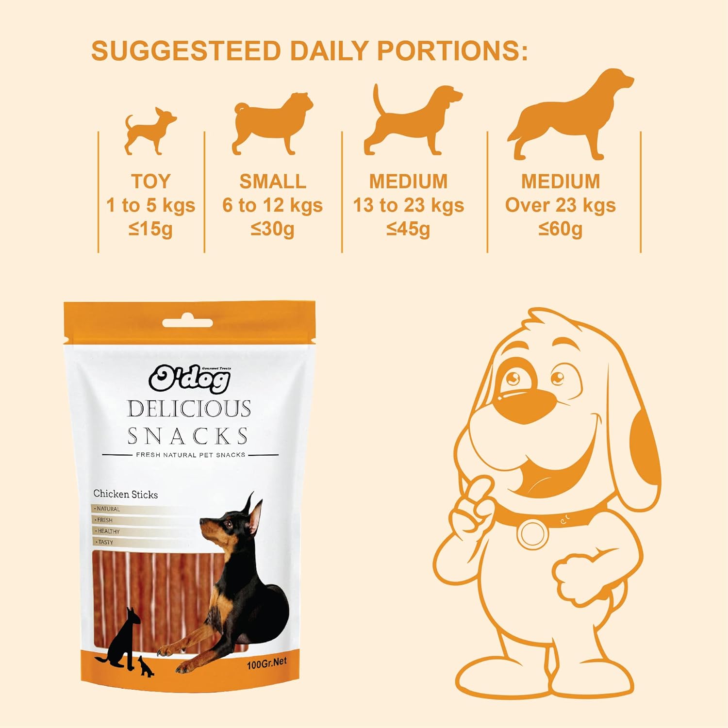 O’Dog Delicious Fresh Natural Chicken Sticks Dog Treats (100g)