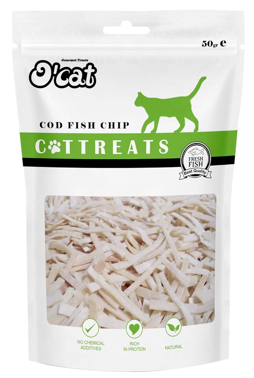 O'Cat Combo Of Salmon & Chicken Strip, Cod Fish Chip and Tuna & Chicken Strip Healthy Cat Treat 50g