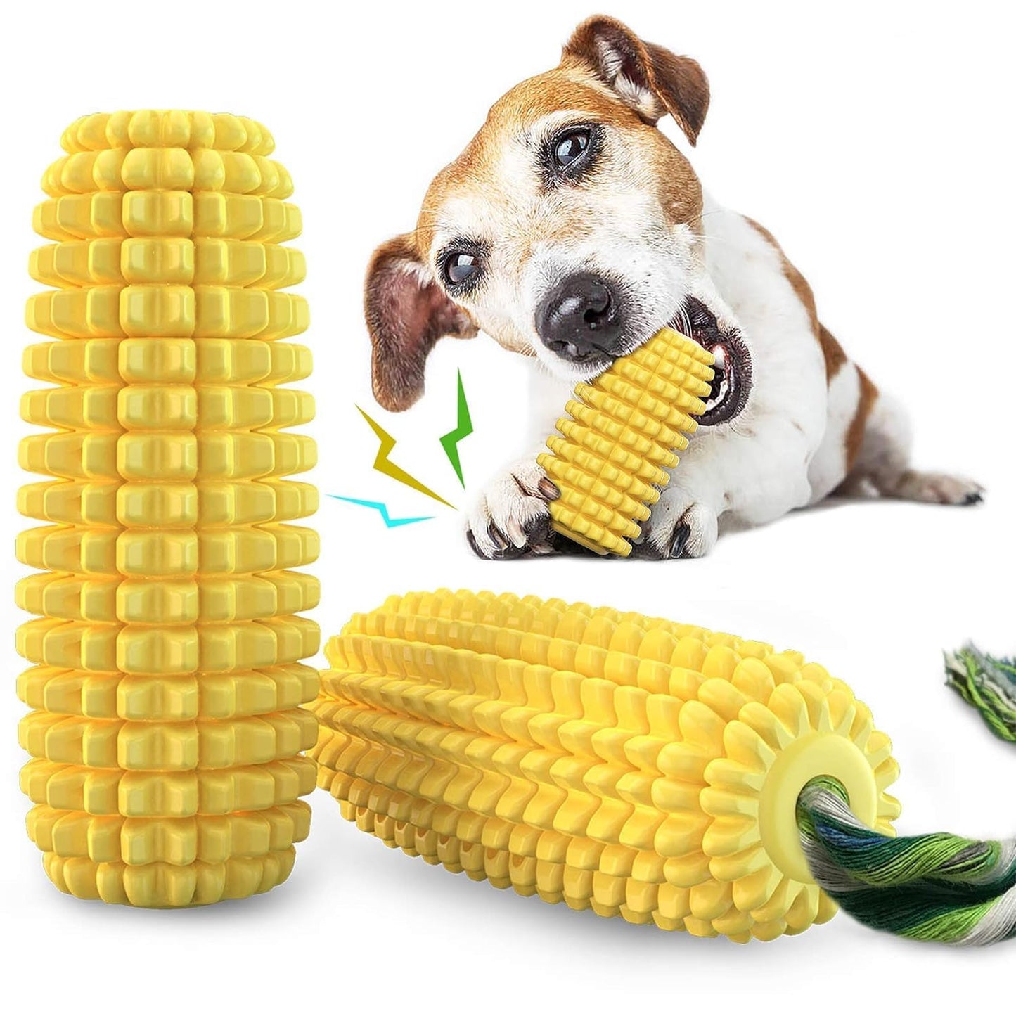 PETS EMPIRE Corn Shape Rubber Teething Chew Toy for Dogs