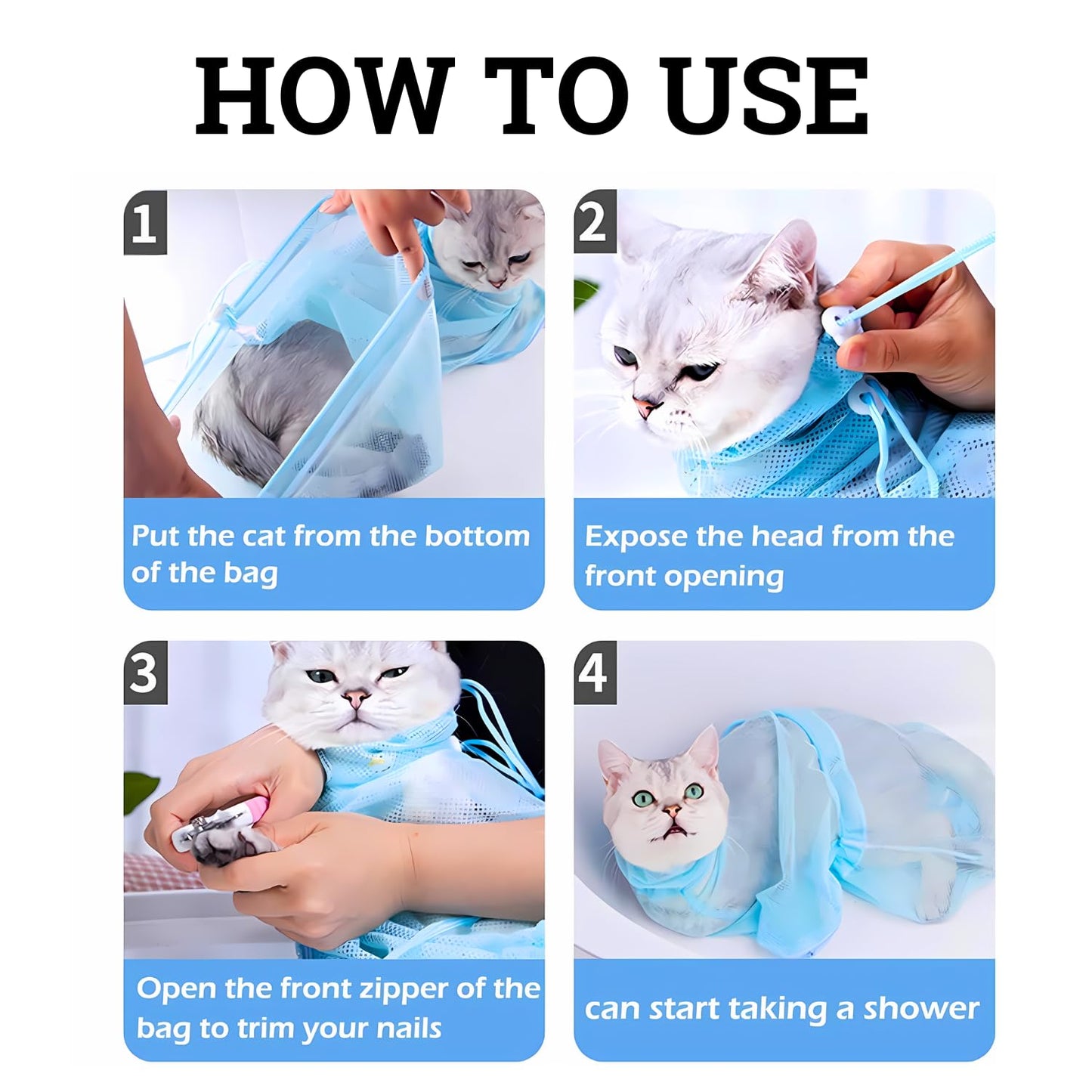 Pets Empire Cat Grooming Bag for Bathing & Nail Trimming