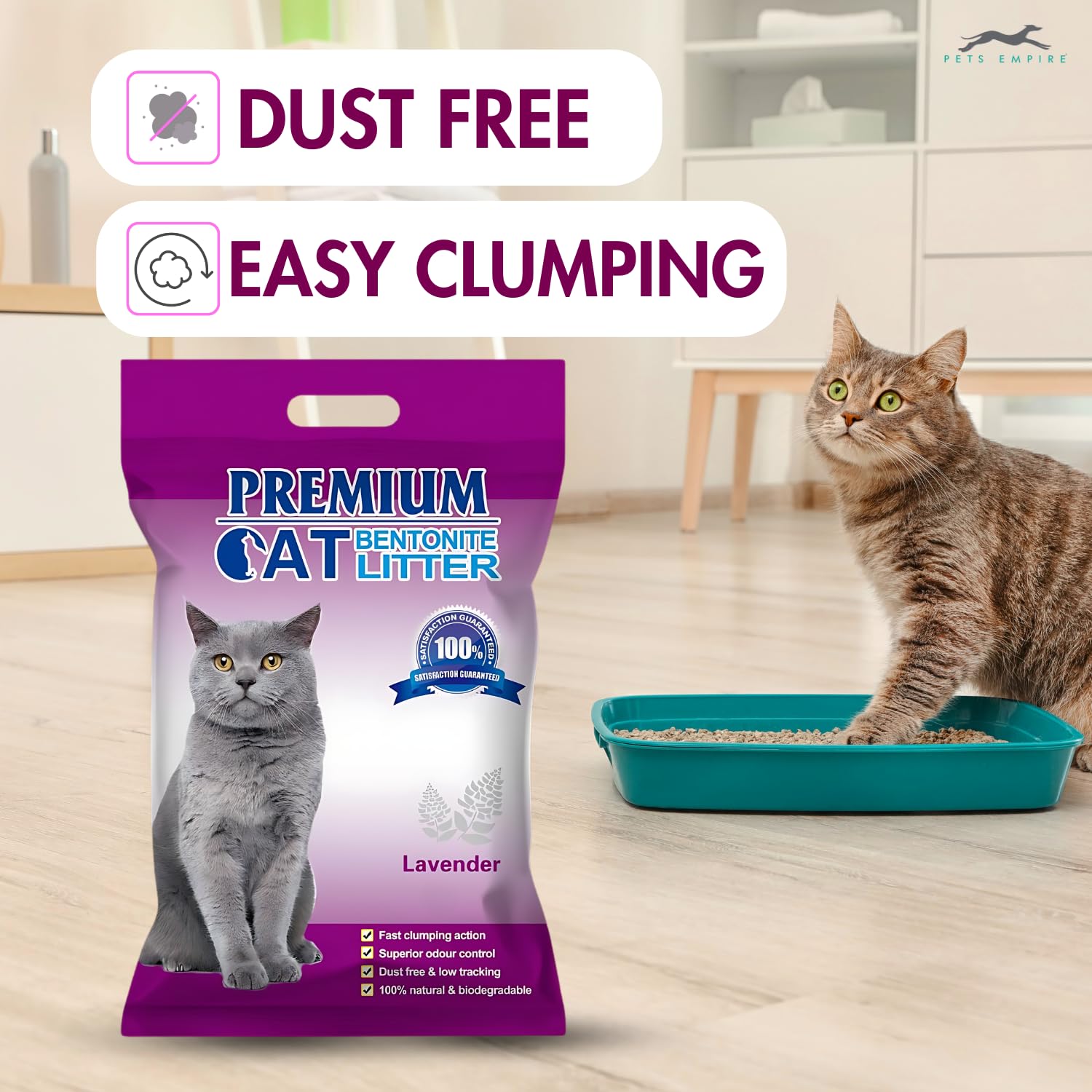 Pets Empire Premium Bentonite Cat Litter Lavender Fragrance (5L/4kg)