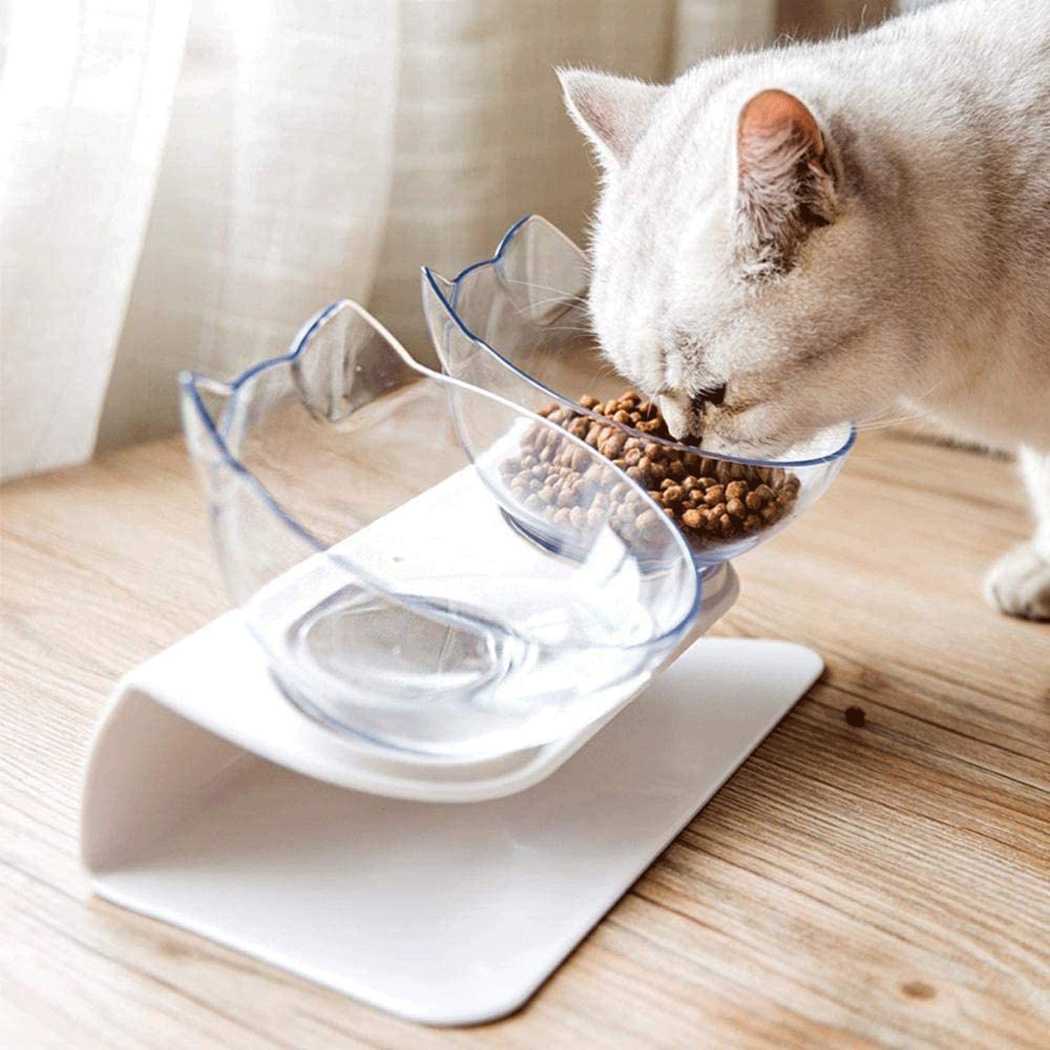 Pets Empire Inclined Dual Food & Water Bowl – Cats & Small Dogs