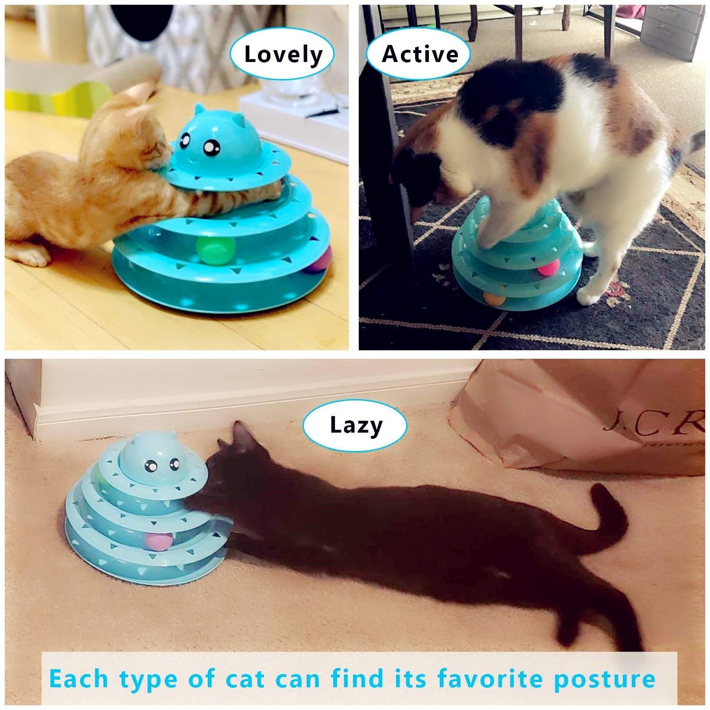 Pets Empire Cat Toy Roller, 3 Level Towers with Six Colorful Ball