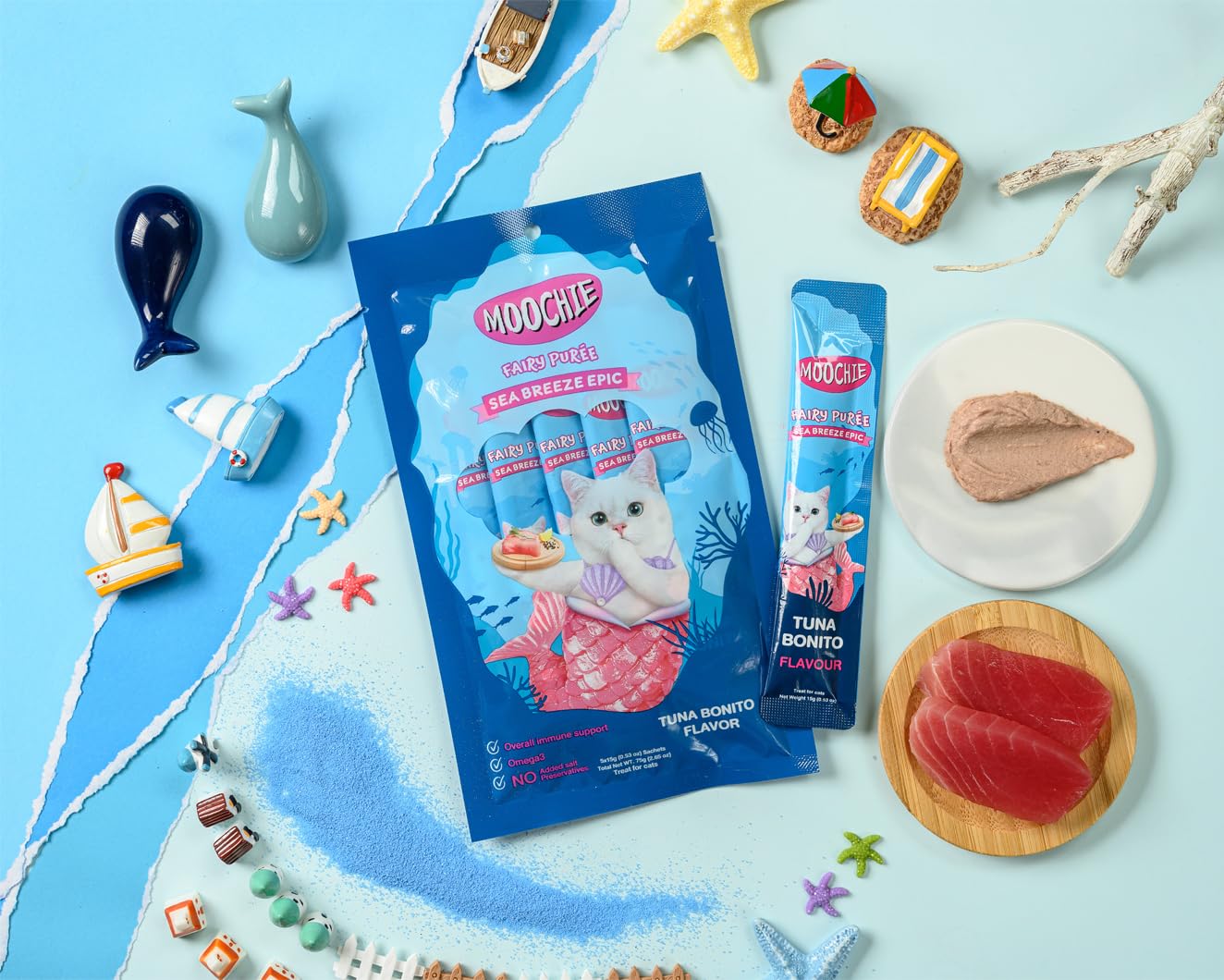 Moochie Creamy Treat for Cats- Tuna & Bonito (15g Each)