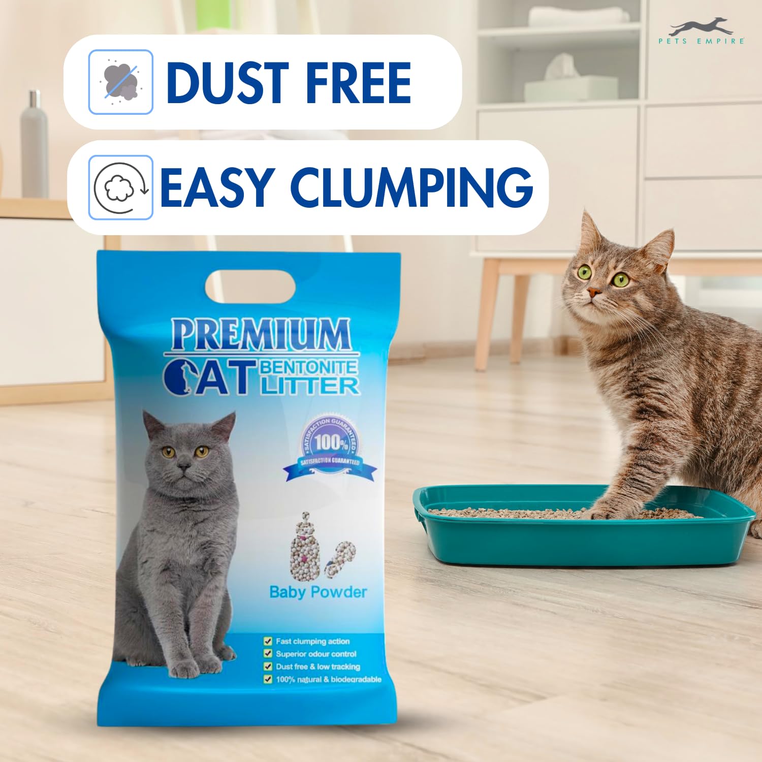 Pets Empire Premium Bentonite Baby Powder Cat Litter (5L/4kg)