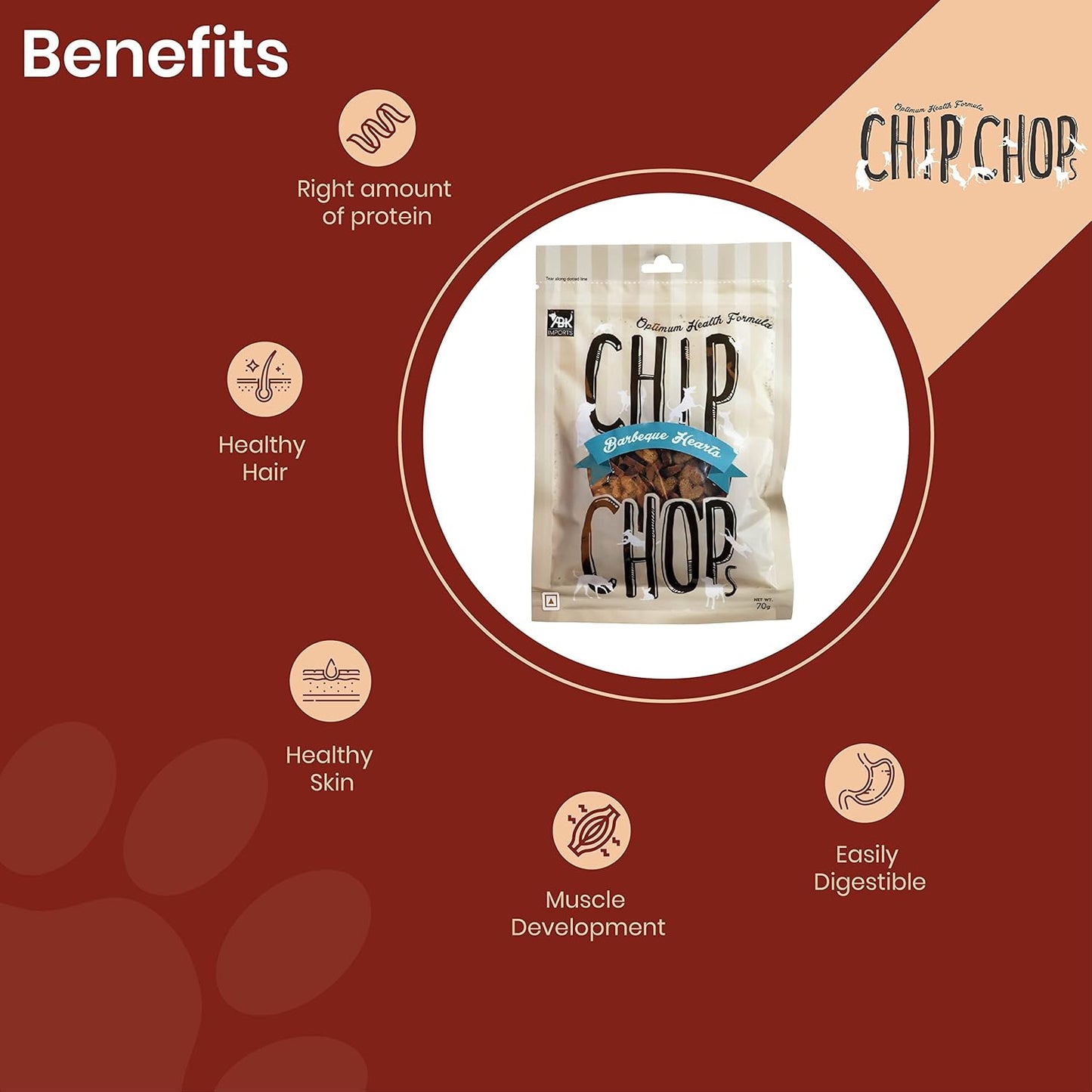 CHIP CHOP BARBEQUE HEARTS DOG TREATS 70g