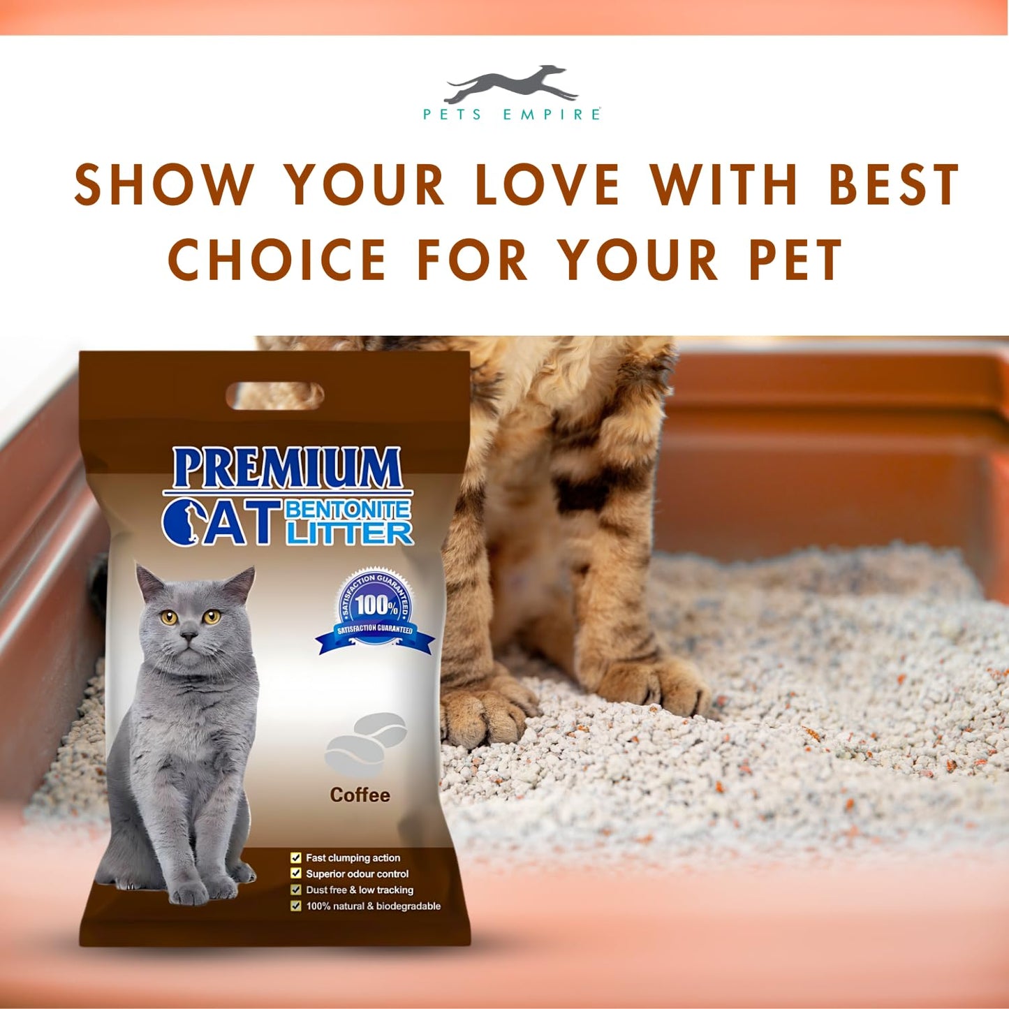 Pets Empire Premium Bentonite Cat Litter Coffee Fragrance 5L/4kg