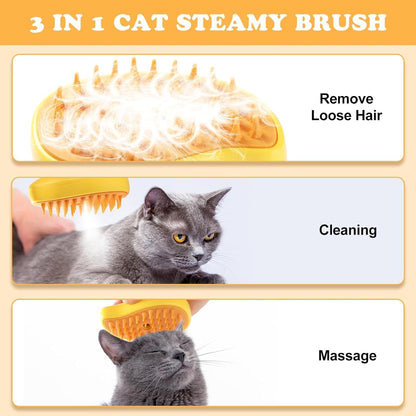 Pets Empire 3 in 1 Steam Pet Brush for Dogs & Cats