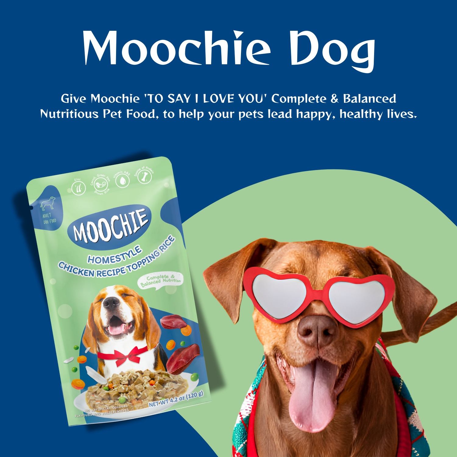 Moochie Chicken Recipe Topping Rice for Dogs – 120g | Healthy HomeStyle Meal