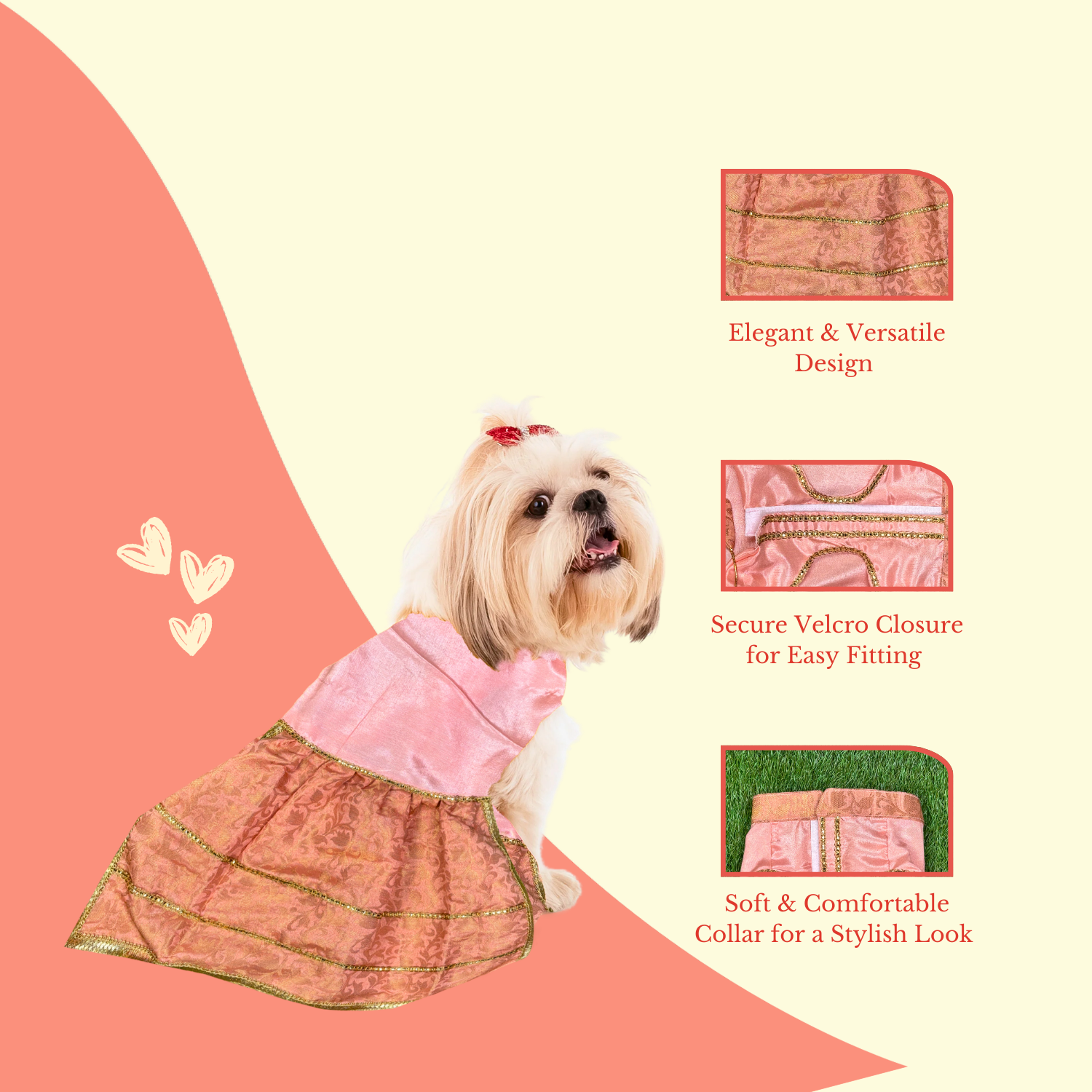 Pets Empire Lehenga Dress for Female  Dogs- Peach