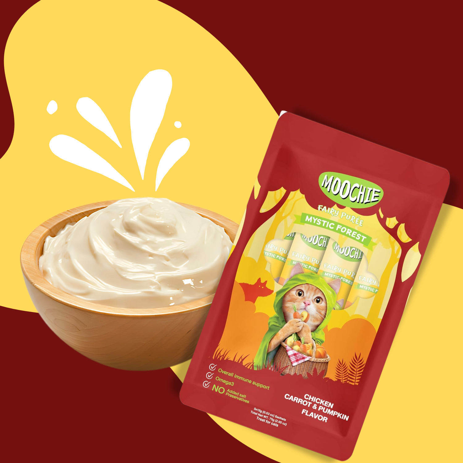Moochie Creamy Treat for Cats- Chicken, Carrot & Pumpkin (15g Each)