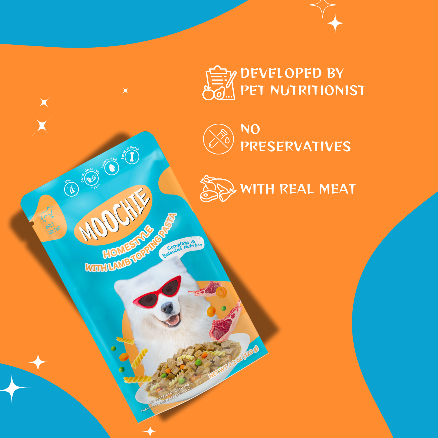 Moochie Lamb & Pasta Wet Dog Food – 120g | Healthy HomeStyle Meal for Dogs