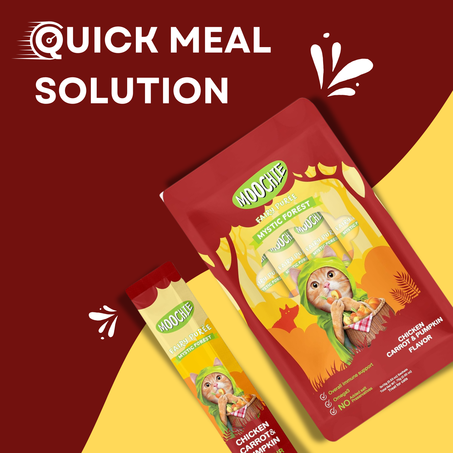 Moochie Creamy Treat for Cats- Chicken, Carrot & Pumpkin (15g Each)