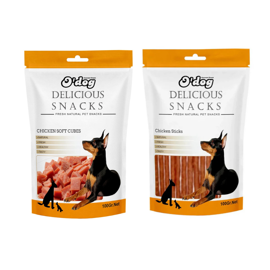 O'Dog Combo Of Chicken Soft Cubes & Chicken Sticks Treat For Dogs 100g