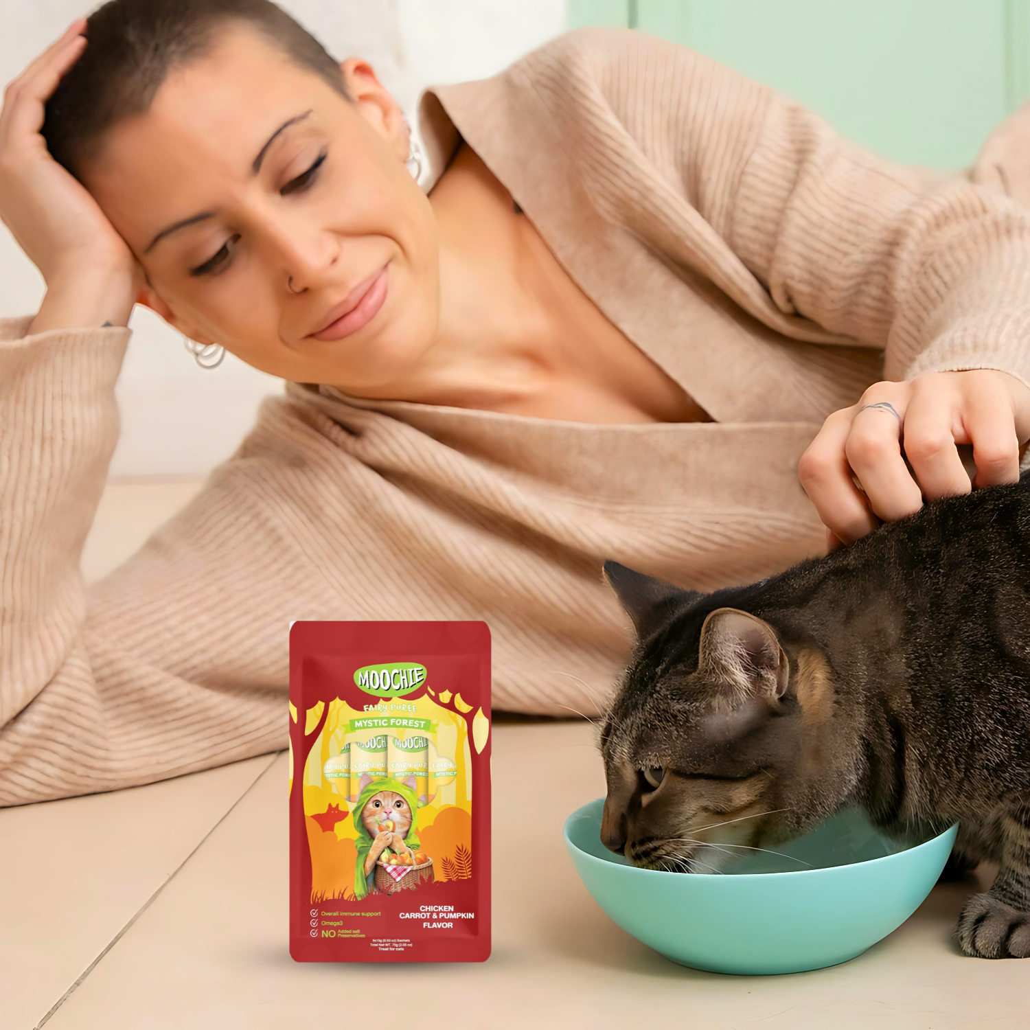 Moochie Creamy Treat for Cats- Chicken, Carrot & Pumpkin (15g Each)