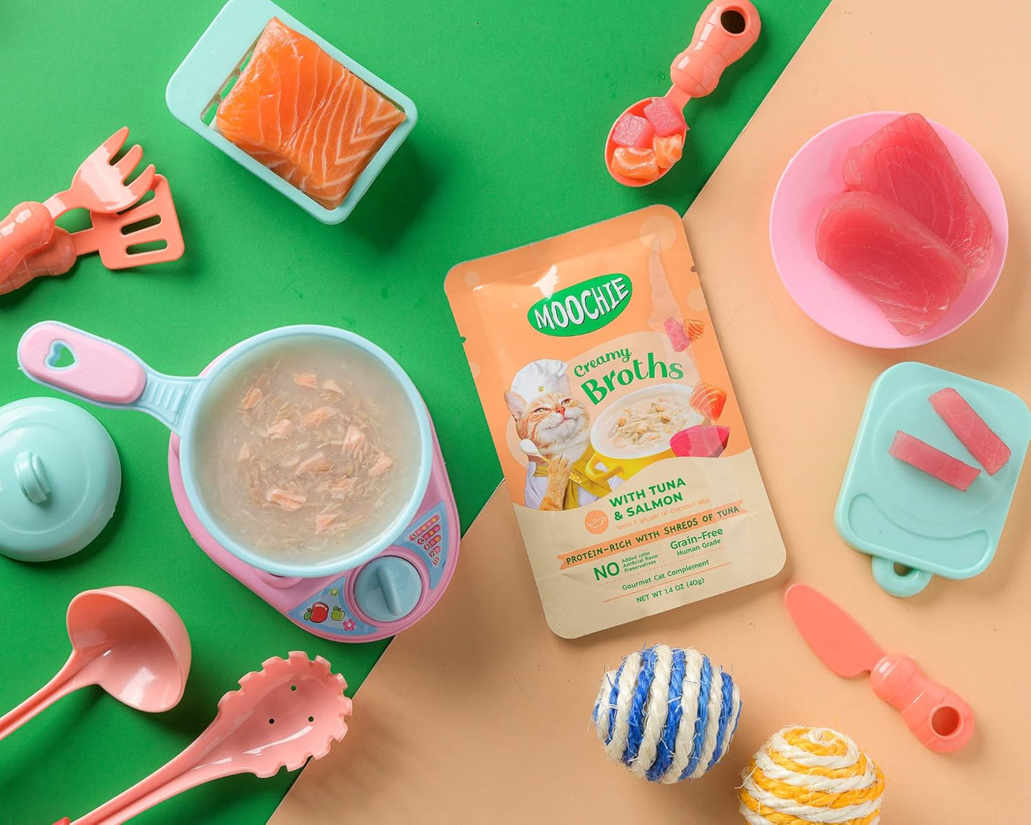 Cat Moochie Creamy Soup/Broths with Tuna & Salmon (40g)