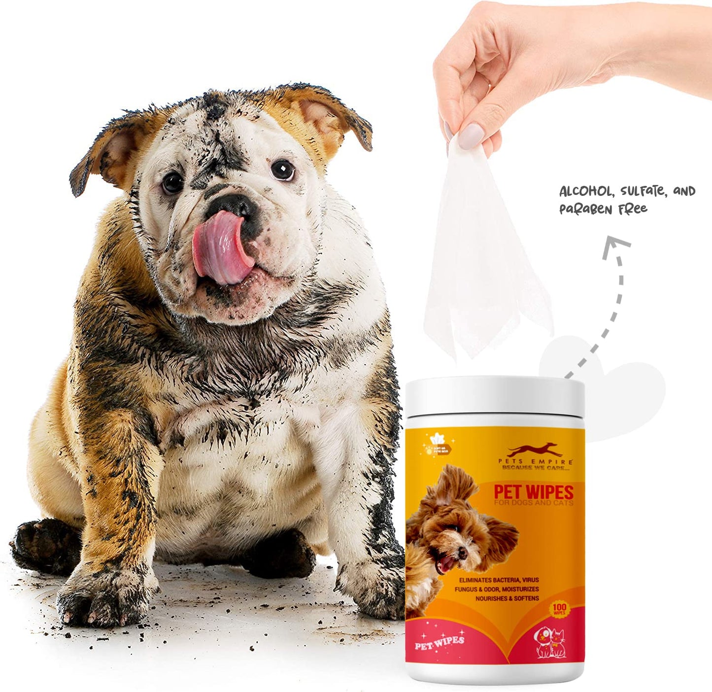 Pets Empire Wet Wipes for Dogs & Cats- 100 Pec. (15x20 cm)