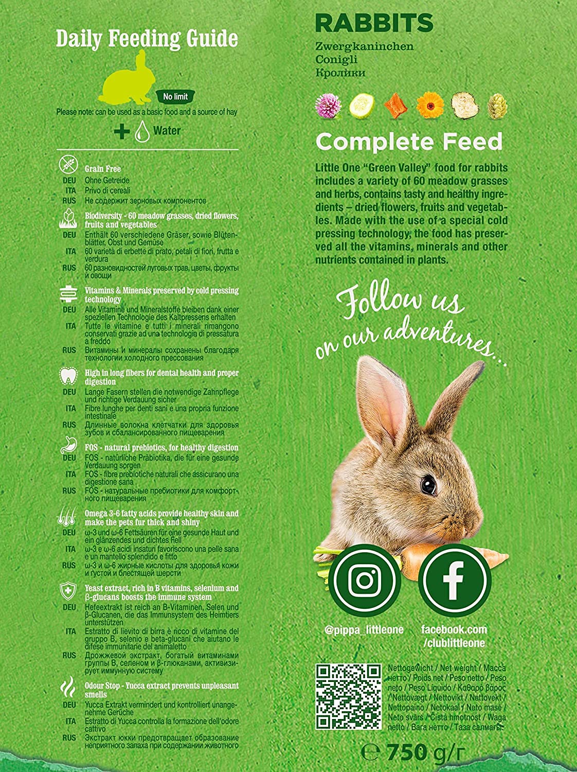 Little One Rabbit Food, Complete Nutritional Bunny Feed 750g