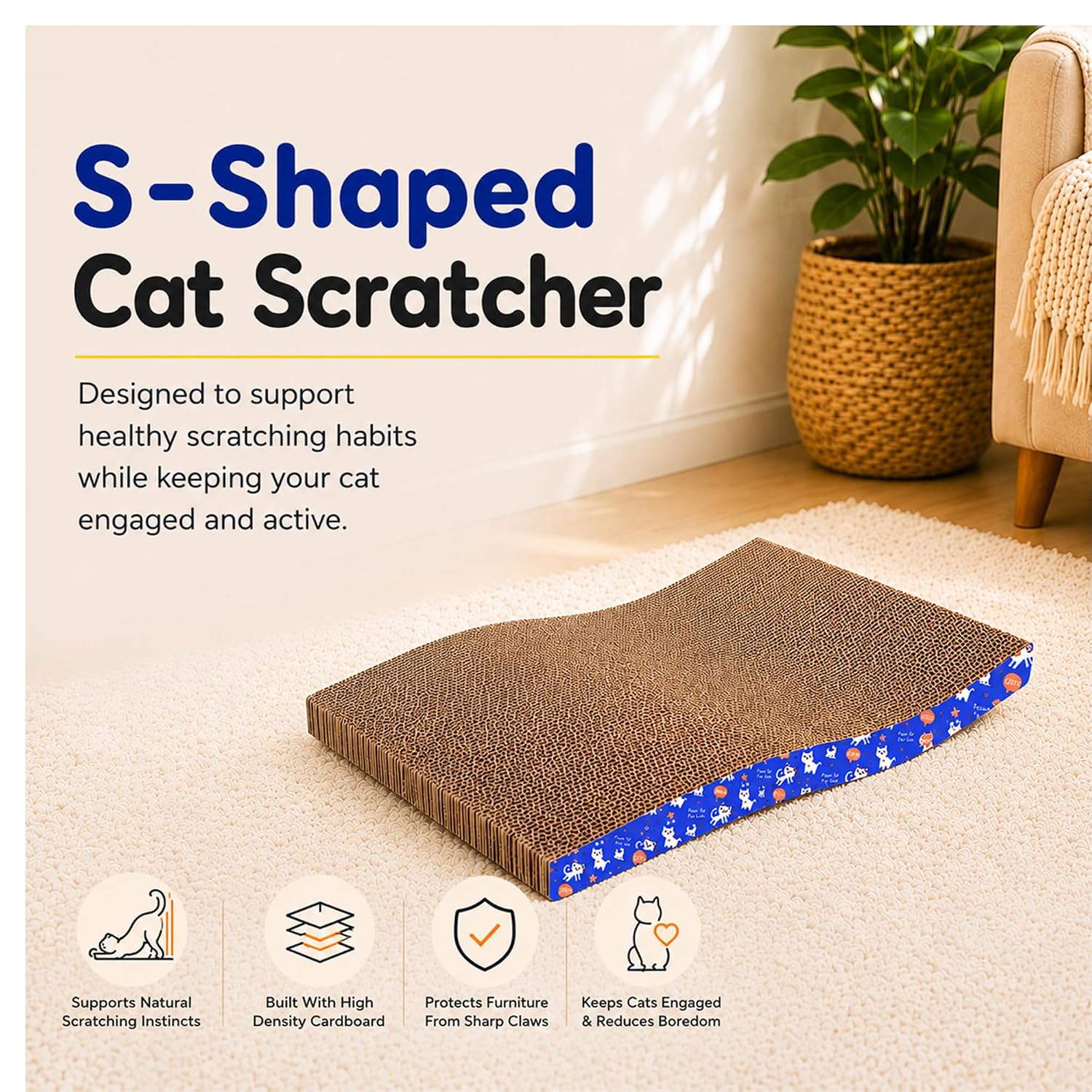 PETS EMPIRE S-Shaped Cat Scratcher Cardboard