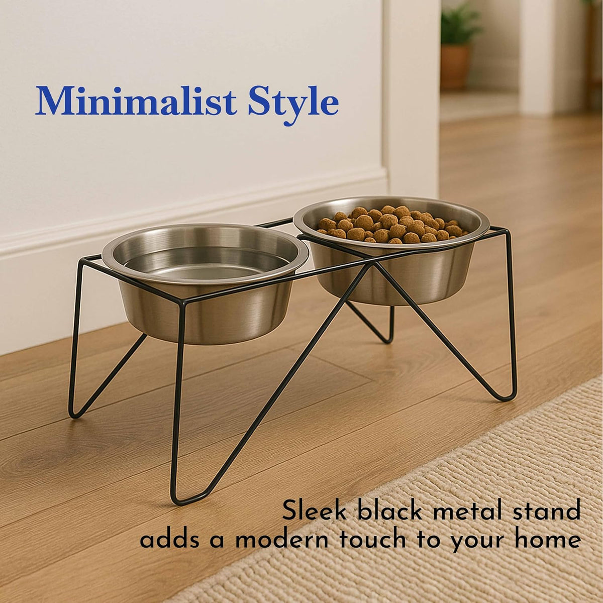 Pets Empire  Stainless Steel Food & Water Bowls with Iron Stand For Dog