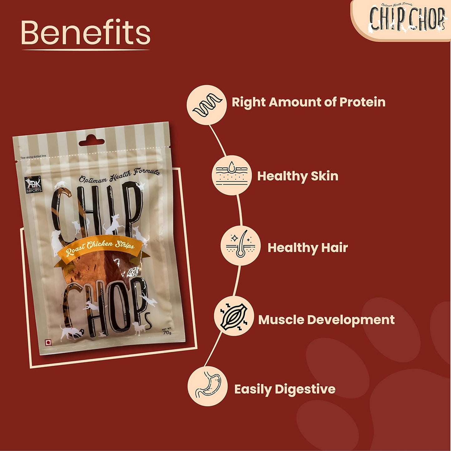 CHIP CHOP ROAST CHICKEN STRIP DOG TREATS 70g